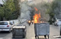 Fire during Tehran demo