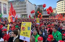 Un'immagine della protesta a Bruxelles