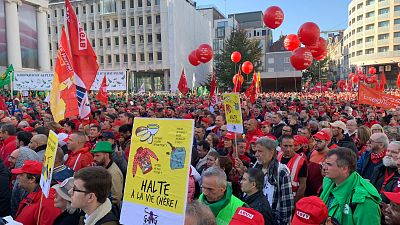 Thousands protested in Brussels over the cost of living crisis.