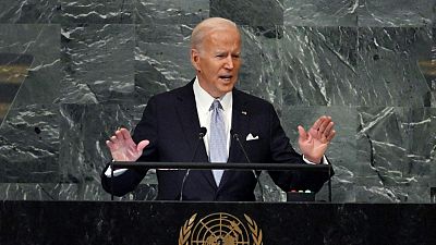 US President Joe Biden addresses the 77th session of the United Nations General Assembly at the UN headquarters in New York City on September 21, 2022.