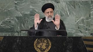  الرئيس الإيراني إبراهيم رئيسي أمام الجمعية العامة الأمم المتحدة بنيويورك.