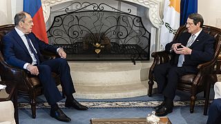 Ο πρόεδρος της Κυπριακής Δημοκρατίας Νίκος Αναστασιάδης με τον Ρώσο ΥΠΕΞ Σεργκέι Λαβρόφ στη διάρκεια συνάντησής τους στην Λευκωσία το 2020