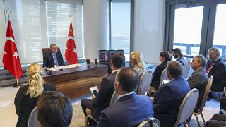 Cumhurbaşkanı Recep Tayyip Erdoğan ABD ziyareti sonunda New York'taki Türkevi'nde gazetecilerle bir söyleşi gerçekleştiren 