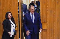 Le ministre russe des Affaires étrangères arrivant à la réunion du Conseil de sécurité de l'Onu sur la situation en Ukraine, jeudi 22 septembre 2022.
