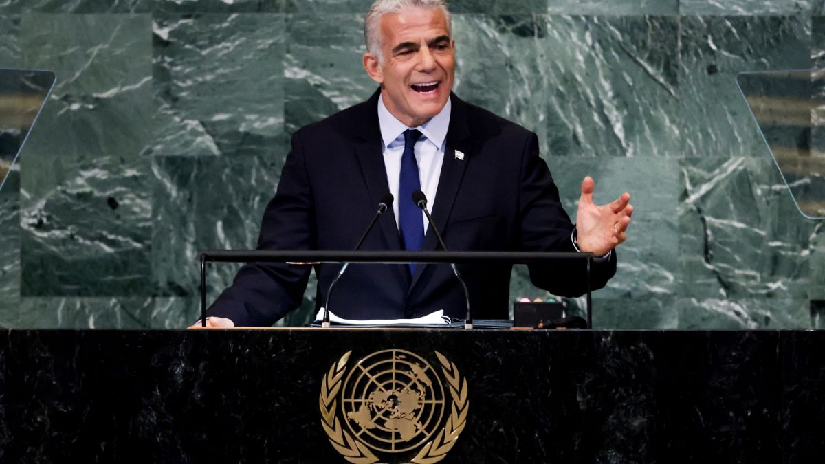 رئيس الوزراء الإسرائيلي يير لبيد خلال الجلسة الـ 77 للجمعية العامة للأمم المتحدة.