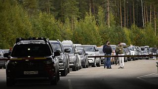 Пробка у КПП Ваалимаа на российско-финляндской границе.
