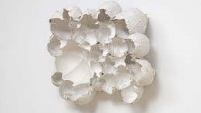 A plaster sculpture by Maria Bartuszova, on display at Tate Modern, London.