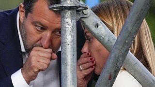 Matteo Salvini discutant avec Giorgia Meloni, à Rome, jeudi 22 septembre 2022. 