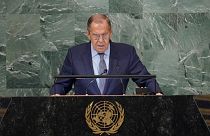 Russian foreign minister, Sergei Lavrov, addressing UN general assembly in New York