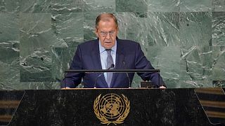 Sergey Lavrov, ministro dos Negócios Estrangeiros da Rússia discursa na Assembleia Geral da ONU
