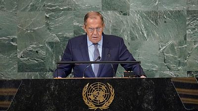 Sergey Lavrov, ministro dos Negócios Estrangeiros da Rússia discursa na Assembleia Geral da ONU