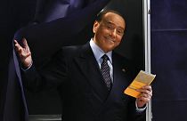Silvio Berlusconi votant à Milan (nord de l'Italie), le 25/09/2022