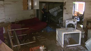 Los destrozos causados por la riada en una casa de Javalí Viejo, España