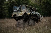 Kiégett orosz katonai jármű