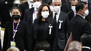 نائبة الرئيس الأمريكي كامالا هاريس تشارك في مراسم جنازة رئيس الوزراء الياباني السابق المغتال شينزو آبي، طوكيو،27 سبتمبر 2022