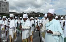 Tausende orthodoxe Christen feiern in Äthiopien das jährliche Meskel-Fest. 