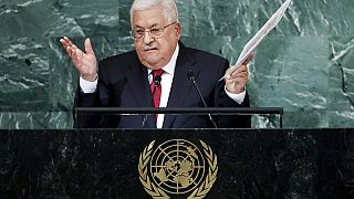 الرئيس الفلسطيني محمود عباس يلقي خطابا خلال الجلسة 77 للجمعية العامة للأمم المتحدة، في مقر الأمم المتحدة، الجمعة 23 سبتمبر 2022