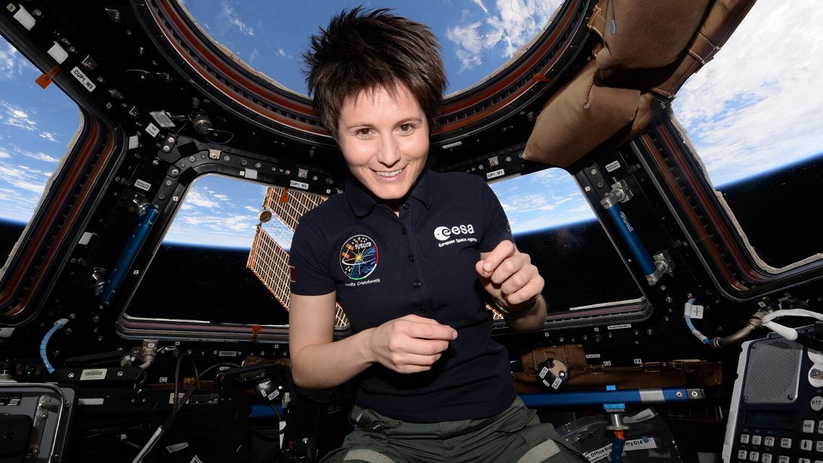Samantha Cristoforetti in orbit around the Earth onboard the International Space Station.