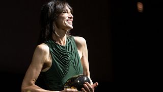 British-French actress Charlotte Gainsbourg reacts, after receiving the Golden Eye Award, during of the 18th Zurich Film Festival in Zurich.