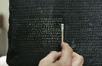 The Rosetta Stone undergoes the last stages of its conservation at The British Museum,