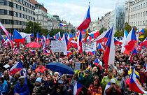 Kormányellenes tüntetés Prágában 2022. szeptember 28-án