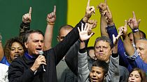 Bolsonaro durante su mitín en la ciudad de Santos