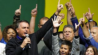 il presidente brasiliano Jair Bolsonaro in comizio nella città di Santos, 28 settembre 2022