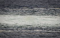 Un bouillonnement en mer Baltique, lieu d'une fuite d'un gazoduc endommagé, le 29 septembre 2022