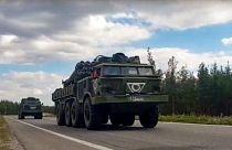 حرکت خودروهای نظامی روسیه به سمت جبهه اوکراین