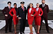 Crew members join TV personality, Michelle Visage, to showcase Virgin Atlantic’s gender identity uniform policy and pronoun badges, rolled out across the airline on Wednesday.