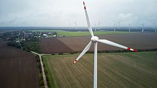 Wind turbine in German town of Feldheim