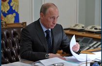 El presidente Putin firmando los tratados de adhesión de las regiones ucranianas
