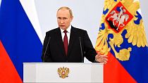 El presidente ruso, Vladímir Putin, durante su discurso de este viernes.
