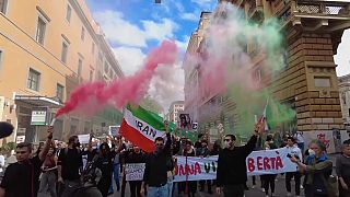 Protesters in Rome in support of Iranian women