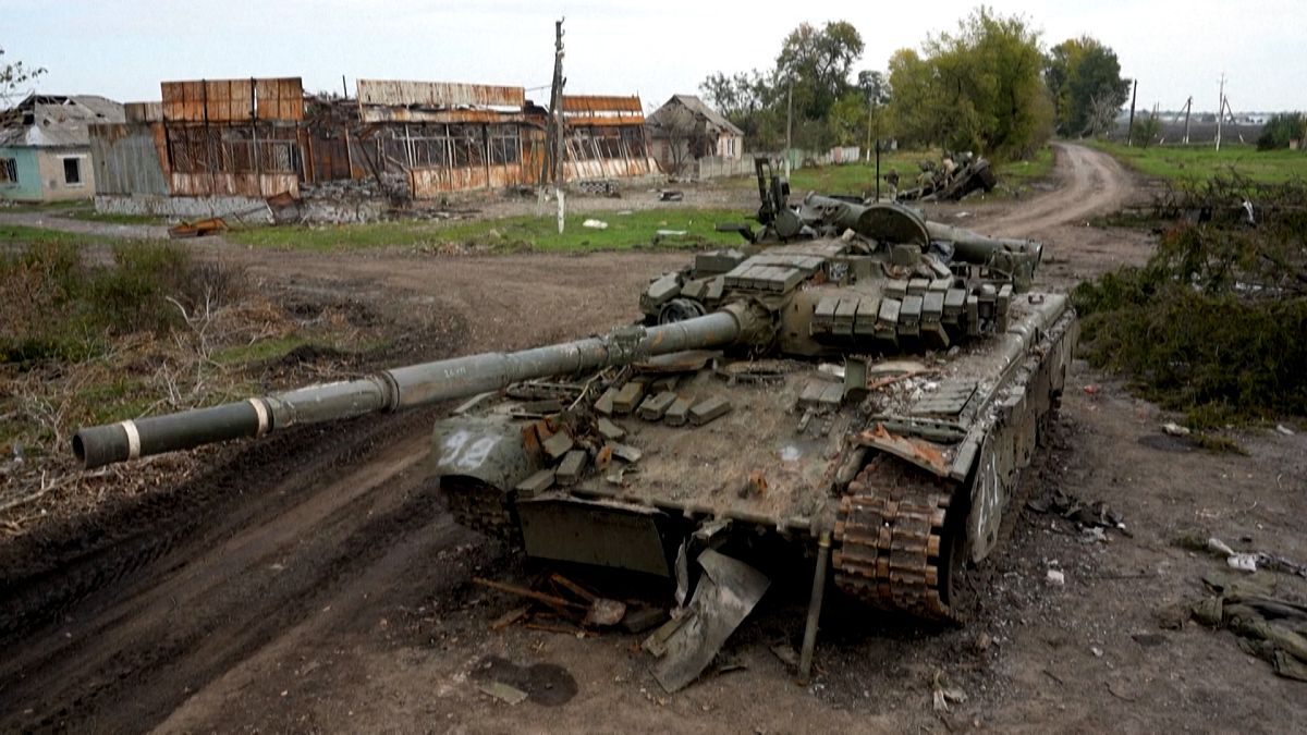 Russian tank left behind by Russian forces