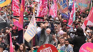 Brazil's former President Luiz Inacio Lula da Silva, who is running for re-election, campaigns a day ahead of the country's general elections, in Sao Paulo, October 1, 2022.