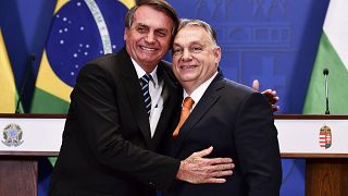 Jair Bolsonaro és Orbán Viktor Budapesten, 2022 februárjában