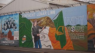 Republican mural on a "peace wall" in Belfast, United Kingdom 