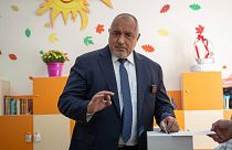 Former Bulgarian Prime Minister Boyko Borissov casts his ballot in the town of Bankya, Bulgaria, Sunday, Oct. 2, 2022.