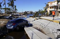 Chaos sure l'île de Matlacha en Floride, le 2 octobre 2022, après le passage de l'ouragan IAN.