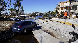 Chaos sure l'île de Matlacha en Floride, le 2 octobre 2022, après le passage de l'ouragan IAN.