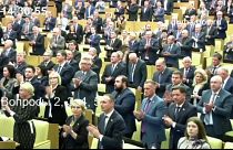 Abgeordnete der russischen Staatsduma nach der Abstimmung