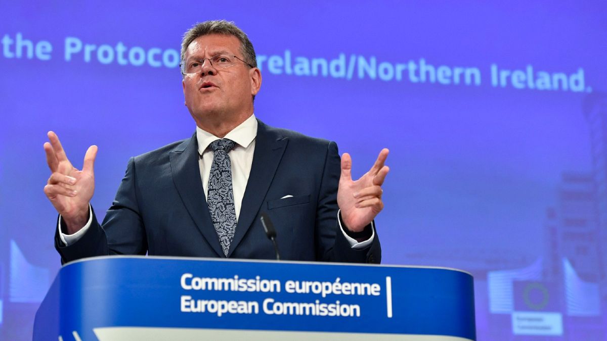 European Commissioner for Inter-institutional Relations and Foresight Maros Sefcovic at EU headquarters in Brussels, June 15, 2022. 