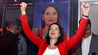 Oppositionskandidatin Jelena Trivic nach der Wahl 
