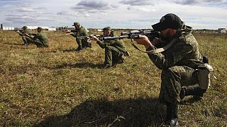 Мобилизованные из запаса россияне проходят обучение на полигоне в Краснодарском крае. 4 октября 2022.