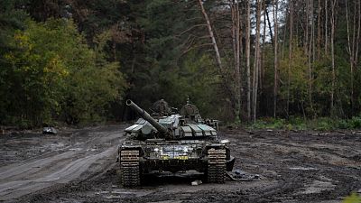 Un char russe détruit, en Ukraine.