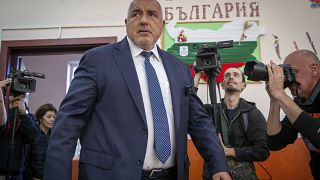 Former Bulgarian Prime Minister Boyko Borisov enters polling station