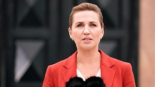 Denmark's Prime Minister Mette Frederiksen gives a press conference in front of Marienborg in Copenhagen, Denmark Wednesday Oct. 5, 2022.