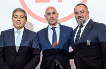 The leaders of the Portuguese, Spanish, and Ukrainian football federations held a press conference in Nyon, Switzerland, on Wednesday.