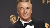 Alec Baldwin poses with outstanding supporting actor award in a comedy series for "Saturday Night Live" at the 69th Primetime Emmy Awards in 2017